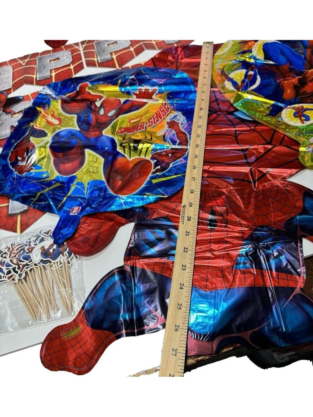 Spider-Man Birthday Party Decorations Set Banner Foil Balloons Cupcake Picks New - Picture 10 of 13